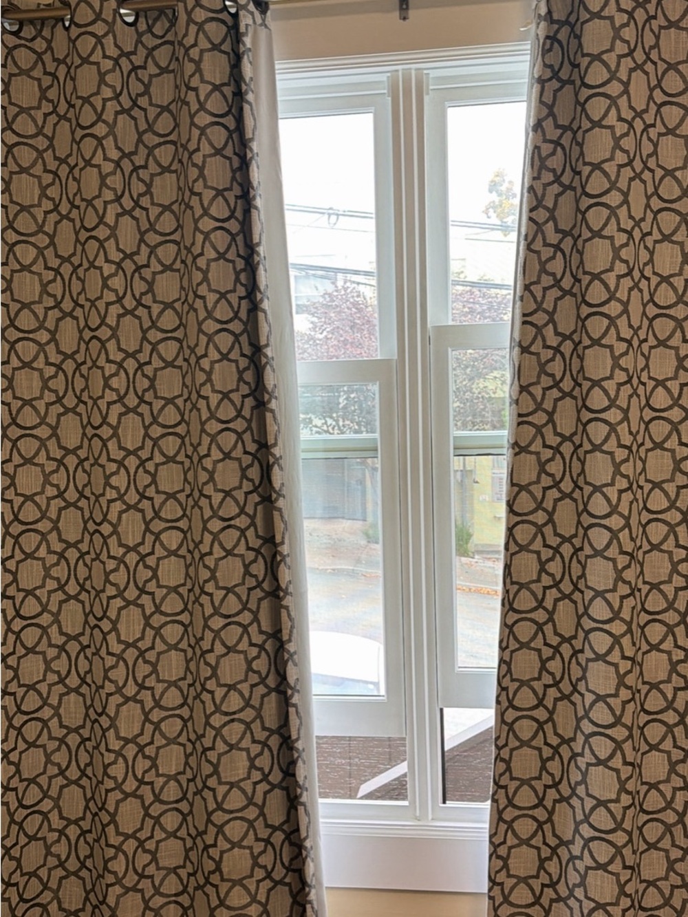 Geometric Pattern Window Curtain Panel - set of 2 - Gray, Blackout